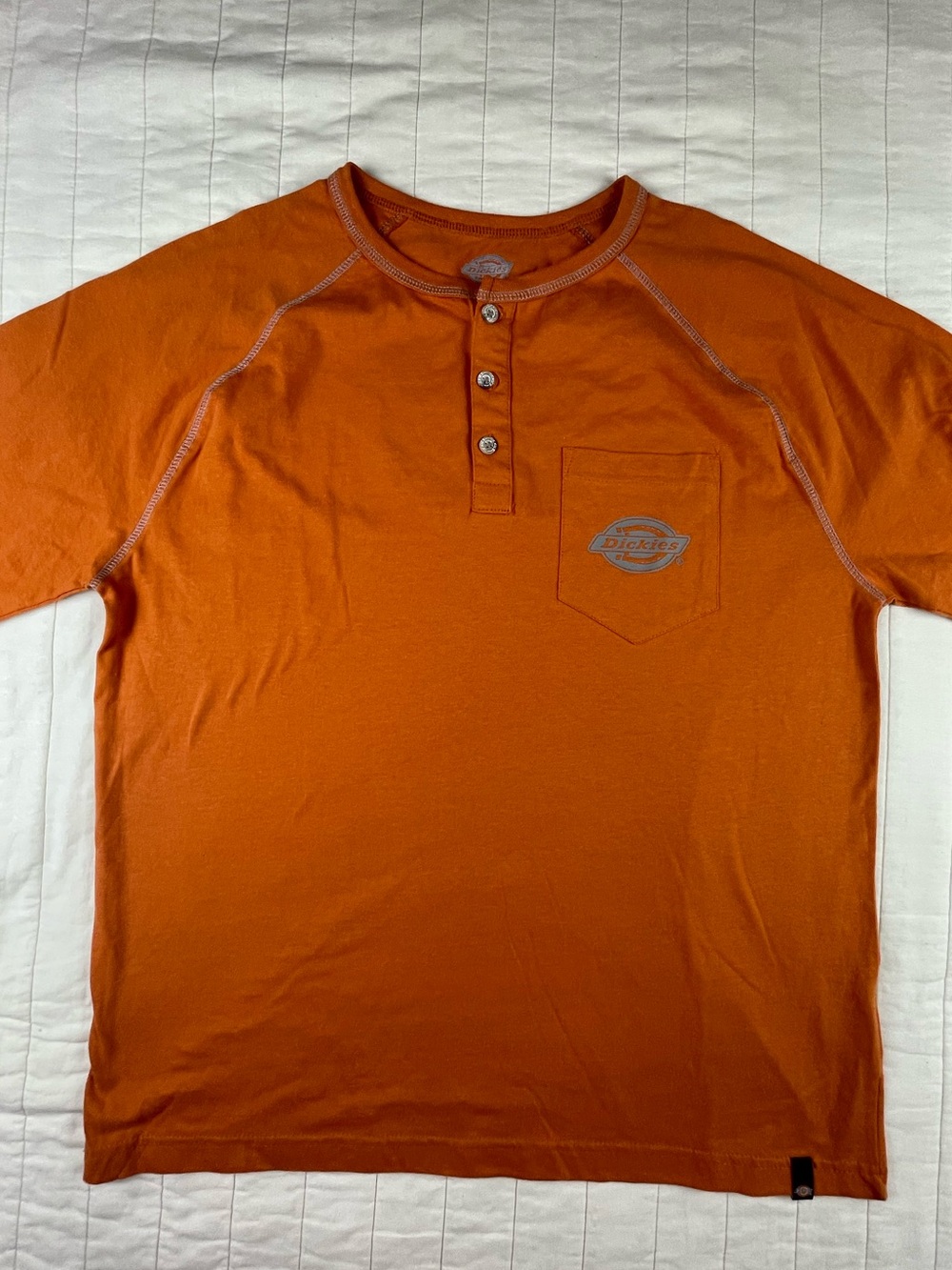 Dickies Burnt Orange Short-Sleeve Cotton Henley Shirt with Chest Pocket Large